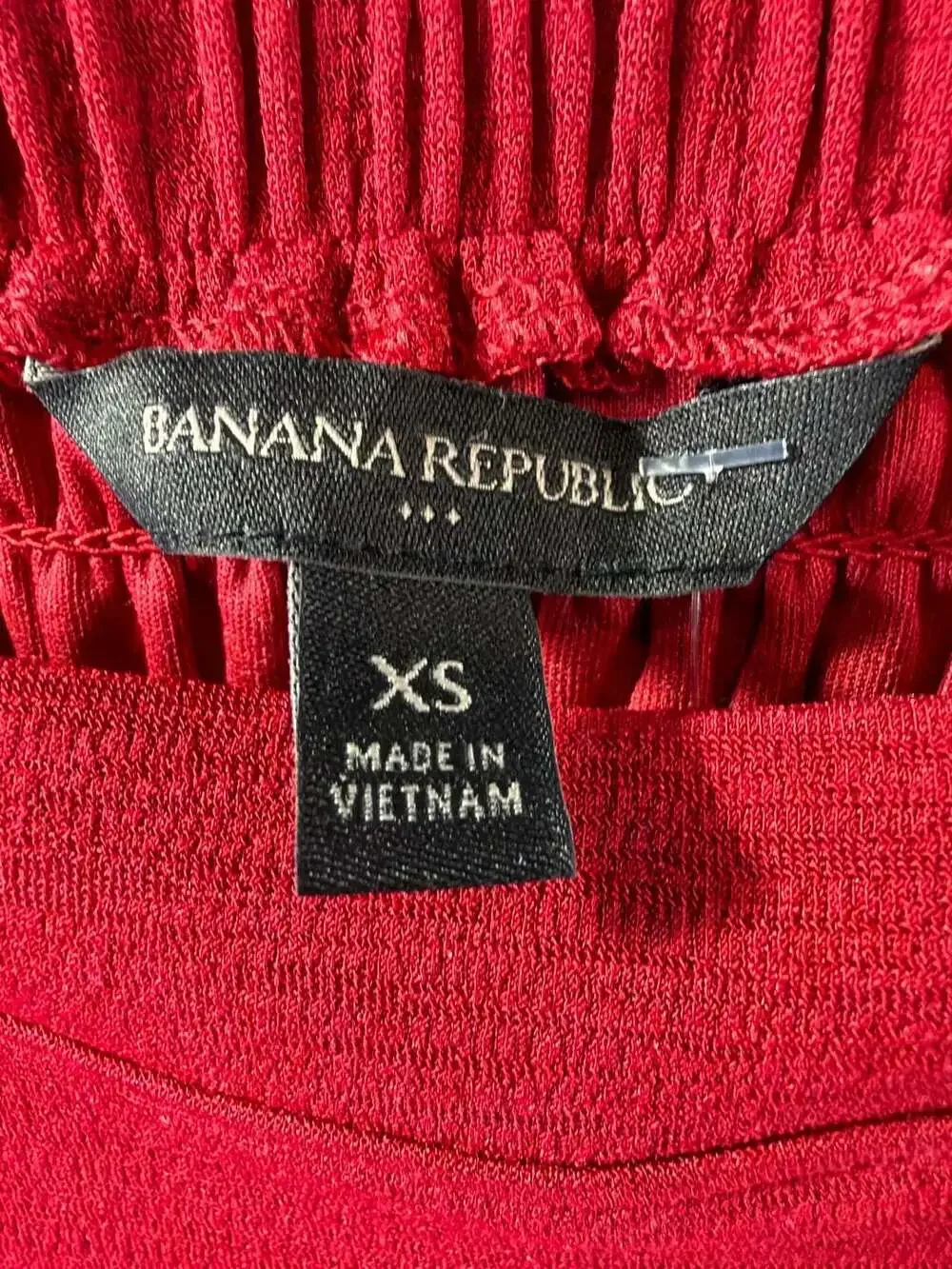 Banana Republic Red Square Neck Puff Sleeve Smocked Blouse XS